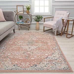 rugs america hailey collection vintage transitional area rug – ideal for living space, living room, dining room, bedroom and many more (8′ x 10′ oval, pink amaranth)
