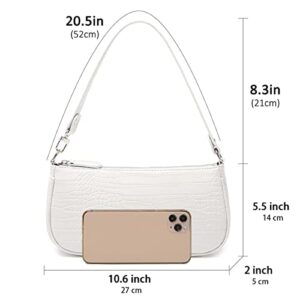 HROECHY Shoulder Bags for Women Small White Purse Y2K Handbag Crocodile Pattern Clutch 90s Purses