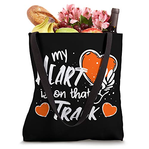 My Heart Is On That Track - Track And Field Mom Tote Bag