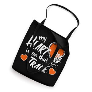 My Heart Is On That Track - Track And Field Mom Tote Bag