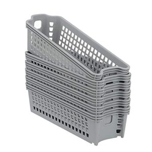 Ponpong Small Slim Grey Plastic Storage Baskets, 11.02" X 3.74" X 2.76", 6 Packs