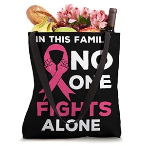 In This Family No one Fight Alone Breast Cancer Awareness Tote Bag