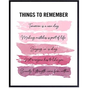 Positive Inspirational Quotes Wall Decor - Uplifting Encouragement Gifts for Women, Girls, Teens, Daughter, BFF, Best Friend - Pink Motivational Wall Art Poster for Home Office, Bedroom, Bathroom