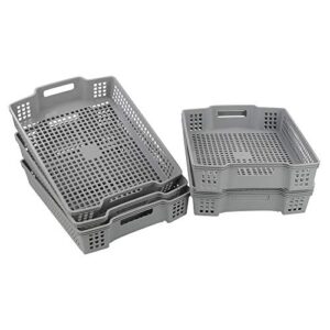 Sandmovie Large Basket Tray, Plastic Stacking Paper Storage Basket, Grey, 6 Packs