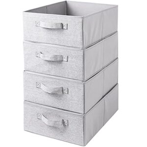 ayvanber decorative storage boxes for organizing clothes in a dresser collapsible fabric storage bins organizer set with handles for bedding clothes toys socks and more (4 pack light grey)