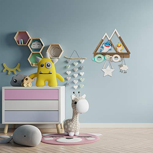 and & Delivered Mountain Shelf - Triangle Shelf for Mountain Adventure Nursery Wall Der, Floating Geometric Wooden Shelves with Ruic Wall Hooks for Cryals, Kids Bedroom, Livingroom & Entryway