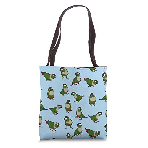 Green Cheeked Conure Pattern Birb Funny Parrot Cute Bird Tote Bag