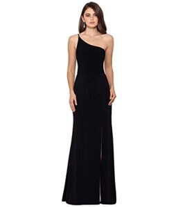xscape one shoulder ity with color lining black/nude 16