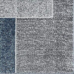 LUXE WEAVERS Lagos Collection Blue 8x10 Art Deco Area Rug, Anti Shedding Modern Color Block Geometric Rugs