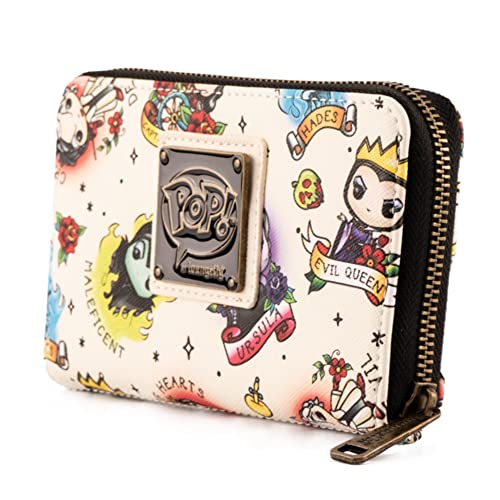 Loungefly POP Disney Villains Tattoo All Over Print Faux Leather Wallet