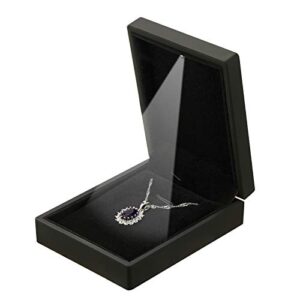 led light pendant necklace gift box, velvet jewelry storage display case for proposal engagement wedding anniversary birthday valentine’s day (black)
