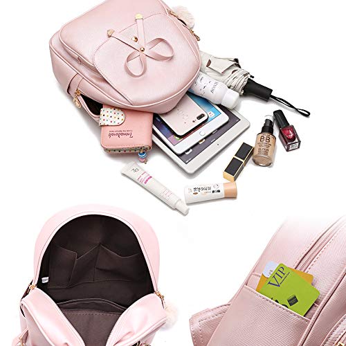Cute Bowknot Mini Leather Backpack Fashion Small Daypacks Purse for Girls and Women
