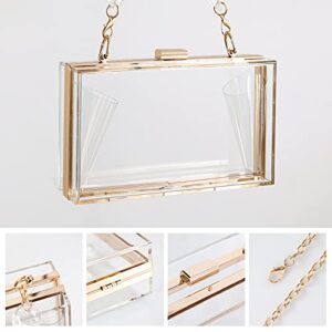 WJCD Women Clear Purse Acrylic Clear Clutch Bag Transparent Crossbody Purse Evening Bag (Double Chain transparent)