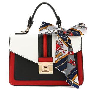 scarleton handbags for women purses crossbody bag top handle satchel shoulder bag hobo designer tote bag small, h206502s, red/white