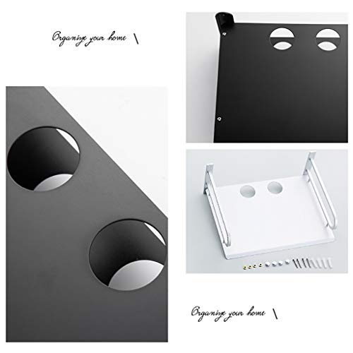 Space Aluminum Storage Box Tray, Digital TV Set-top Box Shelf, Router Rack Bracket, Wall-Mounted Shelf (Black/White)