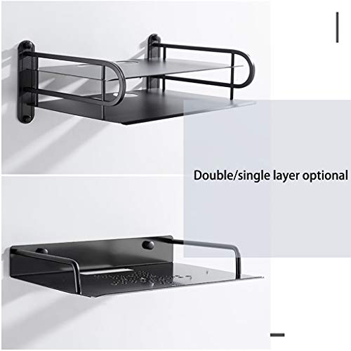 Space Aluminum Storage Box Tray, Digital TV Set-top Box Shelf, Router Rack Bracket, Wall-Mounted Shelf (Black/White)