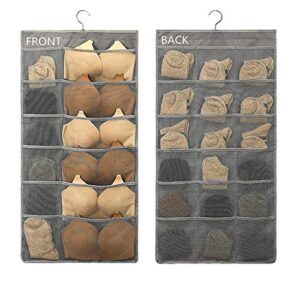 ovyuzhen dual-sided wall closet organizer hanging with mesh pockets for underwear,bra,socks,accessories with hanger metal hook wardrobe storage bags oxford cloth space saver