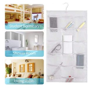 Ovyuzhen Dual-Sided Wall Closet Organizer Hanging with Mesh Pockets for Underwear,Bra,Socks,Accessories with Hanger Metal Hook Wardrobe Storage Bags Oxford Cloth Space Saver