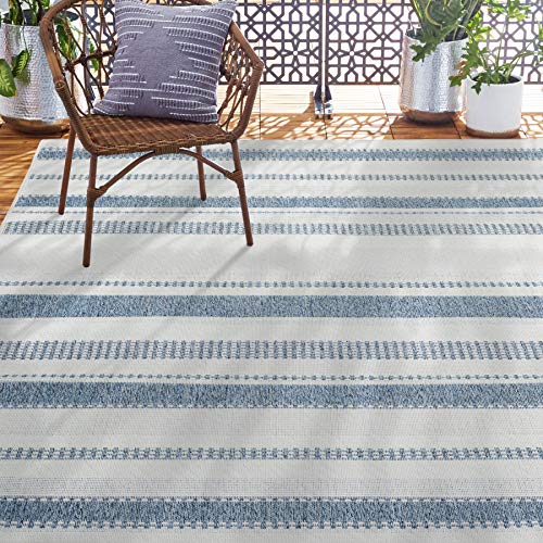 Home Dynamix Tripoli Mateo Modern Indoor/Outdoor Area Rug, Dark Blue/Cream, 5'3"x7'3" Rectangle