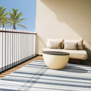 Home Dynamix Tripoli Mateo Modern Indoor/Outdoor Area Rug, Dark Blue/Cream, 5'3"x7'3" Rectangle