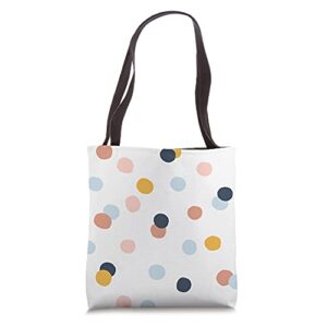 polka dots in pink blue & navy on light green aev076 tote bag