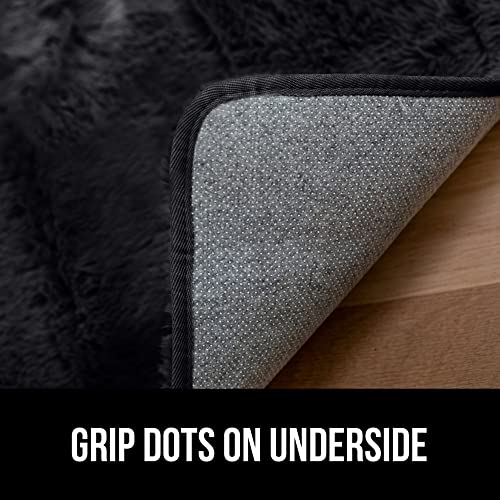 Gorilla Grip Soft Faux Fur Area Rug, Washable, Shed and Fade Resistant, Grip Dots Underside, Fluffy Shag Indoor Bedroom Rugs, Easy Clean, for Living Room Floor, Nursery Carpets, 6x9 FT, Jet Black