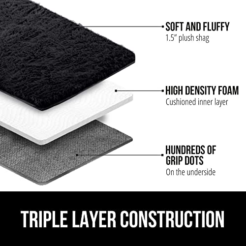 Gorilla Grip Soft Faux Fur Area Rug, Washable, Shed and Fade Resistant, Grip Dots Underside, Fluffy Shag Indoor Bedroom Rugs, Easy Clean, for Living Room Floor, Nursery Carpets, 6x9 FT, Jet Black