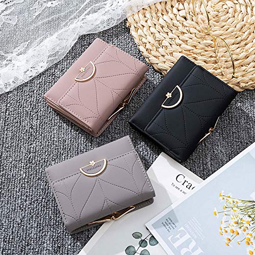 Anlla Small Wallets for Women,Cute Womens Wallets Slim Mini Wallet kawaii coin pocket (New black)