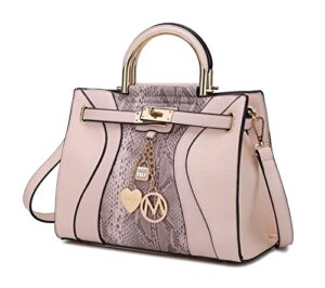 mkf crossbody satchel bags for women – pu leather pocketbook handbag – shoulder strap, lady top handles purse blush