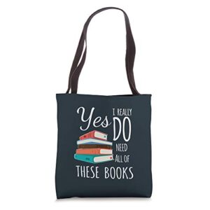 yes i really do need all of these books reading love tote bag