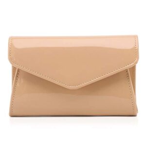 labair patent leather clutch evening bags for women wedding formal prom handbag.(nude)