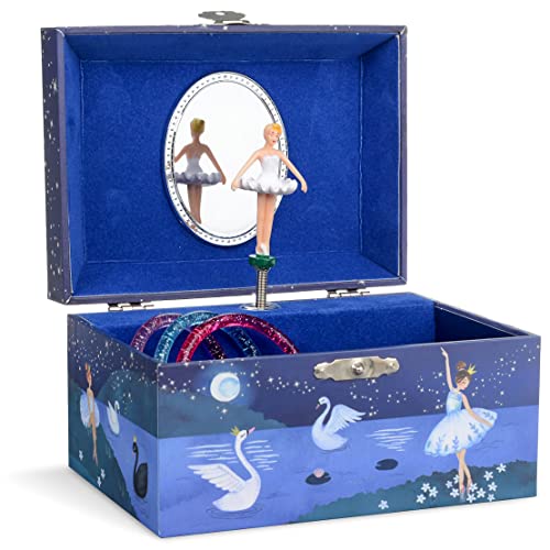 Jewelkeeper Girl's Musical Jewelry Storage Box with Spinning Ballerina, Glitter Design, Swan Lake Tune