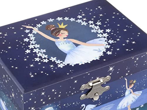 Jewelkeeper Girl's Musical Jewelry Storage Box with Spinning Ballerina, Glitter Design, Swan Lake Tune