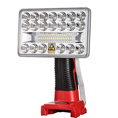 Cordless LED Work Light for Milwaukee, WaxPar 18W 900LM-2000LM Jobsite Light Powered by Milwaukee 14.4-20v max M18 Li-ion Battery with 5V 2.1A USB & 3 Modes Setting & 110 Degree Pivoting