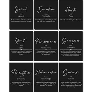 9 pieces inspirational office wall art grind hustle execution motivational wall art success quote office wall art, entrepreneur posters inspirational quote wall decor for office living room (black)