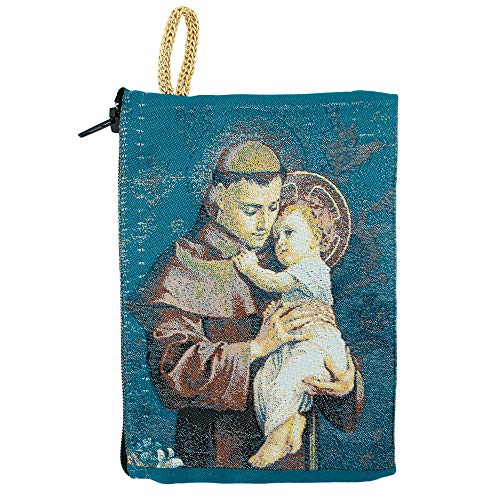 St. Anthony | Patron Saint of Lost Things | Zippered Tapestry Pouch | Beautiful Christian Gift | Perfect for Rosaries and Trinkets