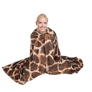 Giraffe Print Throw Blanket, Adorable Super-Soft Extra-Large Giraffe Blanket for Women, Girls, Teens and Children, Cute Fleece Giraffe Throw (50in x 60in) Warm Plush and Cozy Throw for Sofa or Couch