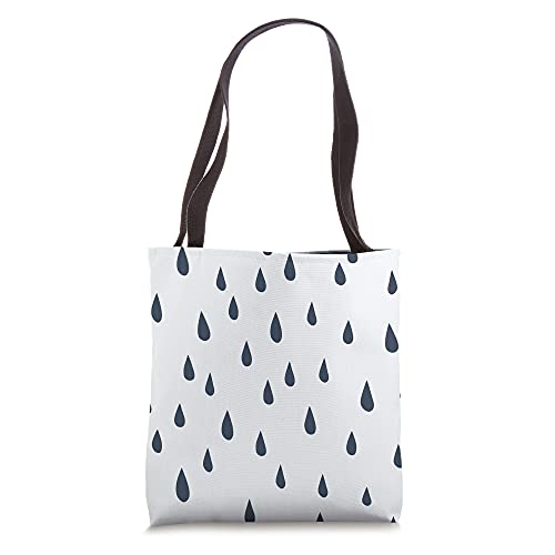 Rain Drops Pattern in Navy on Blue AEV091 Tote Bag