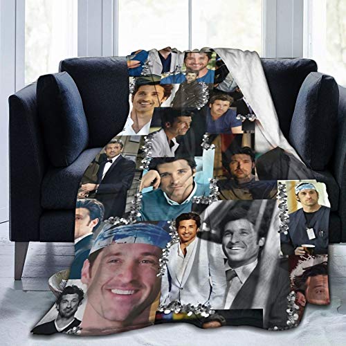 Patrick Dempsey as Derek Shepherd Soft and Comfortable Warm Throw Blanket Beach Blanket Picnic Blanket Fleece Blankets for Sofa,Office Bed car Camp Couch (60"x50")