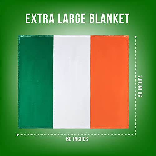 Irish Flag Throw Blanket, Super-Soft Extra-Large Ireland Flag Blanket for Men, Women, Teens and Children, Fleece Irish National Flag Blanket (50in x 60in) Warm and Cozy Throw for Events, Décor or Bed