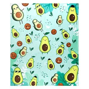 avocado throw blanket, adorable super-soft extra-large fluffy avocado blanket for adults, kids, boys and girls, fleece cute avocado blanket (50 in x 60 in) warm and cozy throw for bed, crib or couch