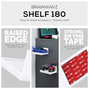 5.4" Adhesive Small Floating Shelf for Speakers, Books, Plants, Cameras, Toys, Decor & More, Screwless Wall Shelves, Easy to Install, by Brainwavz (SHELF180, White)