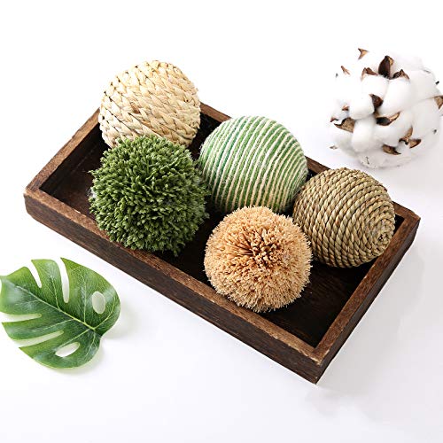 CIR OASES 6pcs 3.5inch Woven Wicker Rattan Balls Decorative Ball Twig Orbs Green Orbs Vase Bowl Filler for Tabletop Decor