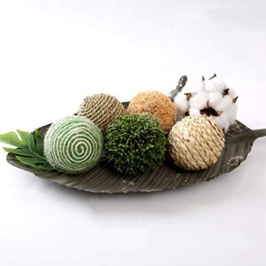 CIR OASES 6pcs 3.5inch Woven Wicker Rattan Balls Decorative Ball Twig Orbs Green Orbs Vase Bowl Filler for Tabletop Decor