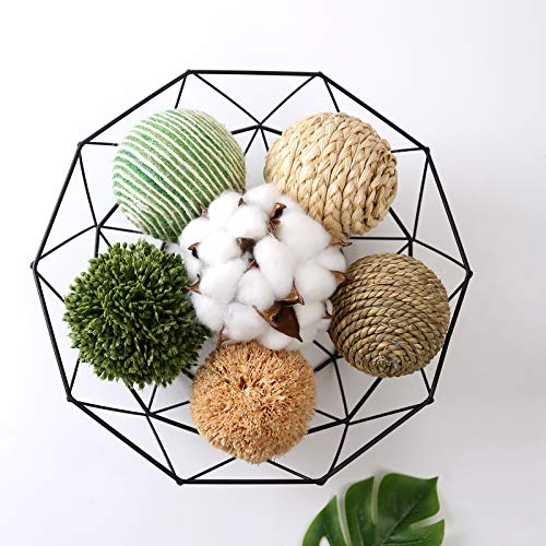 CIR OASES 6pcs 3.5inch Woven Wicker Rattan Balls Decorative Ball Twig Orbs Green Orbs Vase Bowl Filler for Tabletop Decor