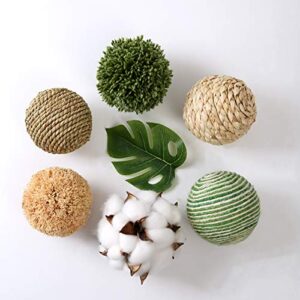 CIR OASES 6pcs 3.5inch Woven Wicker Rattan Balls Decorative Ball Twig Orbs Green Orbs Vase Bowl Filler for Tabletop Decor