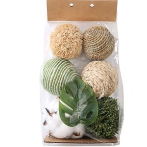 CIR OASES 6pcs 3.5inch Woven Wicker Rattan Balls Decorative Ball Twig Orbs Green Orbs Vase Bowl Filler for Tabletop Decor