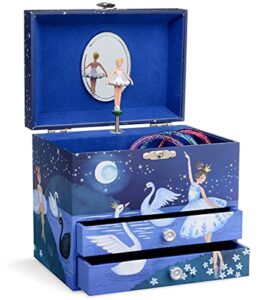 jewelkeeper ballerina musical jewelry box with 2 pullout drawers, glitter design, swan lake tune
