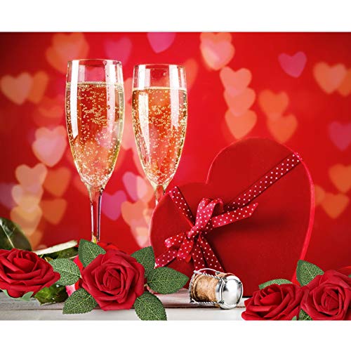 AmyHomie Artificial Flower Red Rose 25pcs Real Looking Fake Roses w/Stem for DIY Wedding Bouquets Centerpieces Arrangements Party Baby Shower Home Decorations