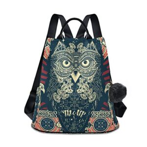 alaza celtic owl print ethnic boho backpack purse for women anti theft fashion back pack shoulder bag